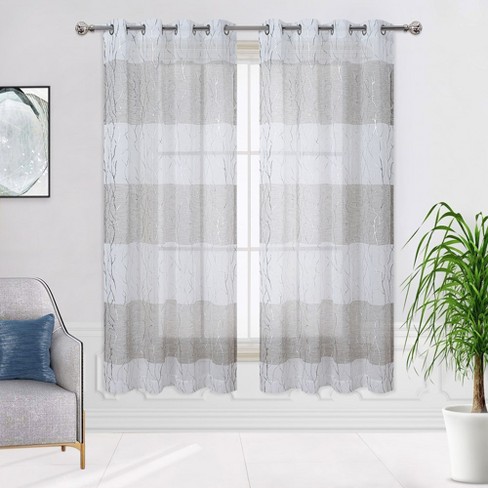 Trinity Silver Tree Branch Pattern Semi Sheer Curtains, 52 X 63 Taupe :  Target