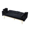 67.7"Futon Convertible Sleeper Sofa,Tufted Back,Square Arms and Golden Tapered Metal Legs,Velvet Twin Futon Sofa,Black - 4 of 4