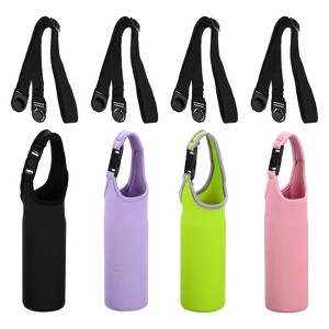 Unique Bargains Neoprene Insulated Removable Shoulder Straps Water Bottle Sling Bags 2.64"x7.28" 4 Pcs - 1 of 4