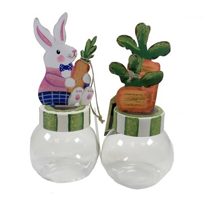 Easter 9.0" Bunny & Carrot Bubble Jars St/2 Easter  -  Decorative Jars