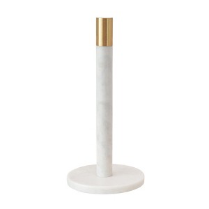 Storied Home Modern Marble Paper Towel Holder with Brass Detail - 1 of 4