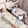 Safstar 3 in 1 Baby Bedside Bassinet w/Storage Basket, Universal Wheels, Adjustable Height, Mattress, Net & Portable Bag, Carriable Crib, Gray - 3 of 4