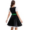 Womens Velvet Short Sleeve Color Block Apron Dress Two Piece Set Ruffle Neck Dress - 3 of 4