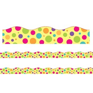 Charles Leonard Borders/Trims, Magnetic, Scallop Cut - 1-1/2" x 24", Colorful Dot Theme, 24' per Pack, 2 Packs - 1 of 2