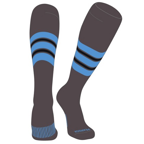 PEAR SOX Striped OTC Baseball, Softball, Football Socks (E) Graphite, Sky Blue, Black - image 1 of 3