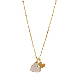 Adornia Tarnish Resistant 14k Gold Plated Mother of Pearl Heart Charms Necklace - 1 of 3