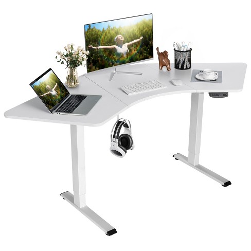 Desk for Office Computer | Wheels | Modern Style | Costway | Electric Standing Adjustable Stand Up Anti-collision-White