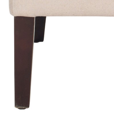 High Back Beige Linen Upholstered Wood Side Chair