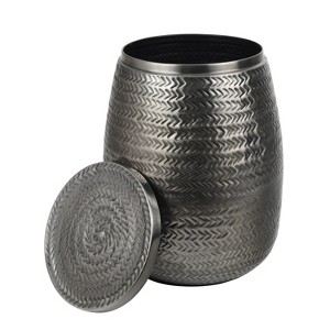 happimess Jasper Modern Rustic Arrow-Hammered Metal Drum Storage Side Table with Lid - 1 of 3