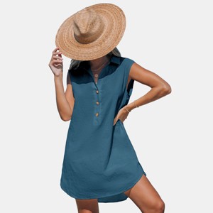 Women's Pure Cotton Button-Down Beach Cover-Up Dress - Cupshe - 1 of 4
