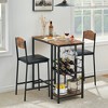 Dining Table Set for 2, Bar Table and Chairs Set for 2 with Storage Shelf and Wine Rack, Kitchen Table and Chairs for 2 with Upholstered Chairs - 2 of 4