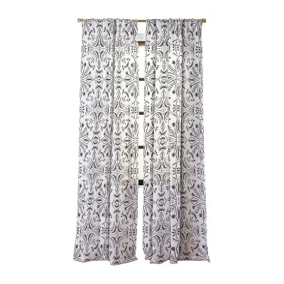Schatzi Brown Boho Moons Black and White Set of 2 Panel Sheer Window Curtain - Deny Designs