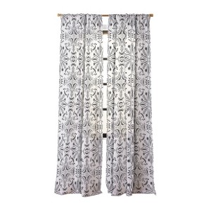 Schatzi Brown Boho Moons Black and White Set of 2 Panel Sheer Window Curtain - Deny Designs - 1 of 4