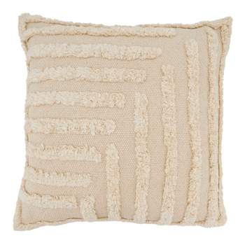 Saro Lifestyle Sumptuous Tufted Elegance Poly Filled Throw Pillow, Beige, 20"x20"