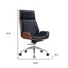 HomeRoots Black Rosewood and Silver Adjustable Height Swivel Rolling Executive Office Chair - 3 of 4