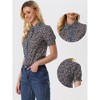 INSPIRE CHIC Women's Peter Pan Collar Contrast Trim Puff Sleeve Peasant Floral Shirt - 2 of 4