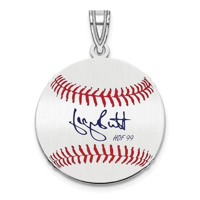 Black Bow Jewelry Sterling Silver George Brett Signature SM Enamel Baseball Pendant