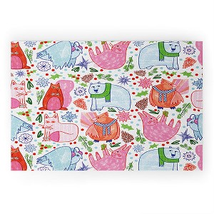 H Miller Ink Illustration Winter Forest Woodland Animals Large Welcome Mat - Deny Designs - 1 of 3