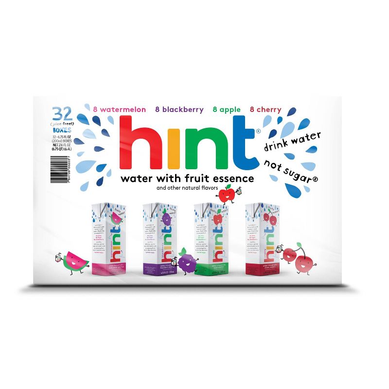 Hint Kids Enhanced Water Variety Pack (Watermelon, Blackberry, Apple, Cherry) - 32pk/6.75 fl oz Boxes, 3 of 6