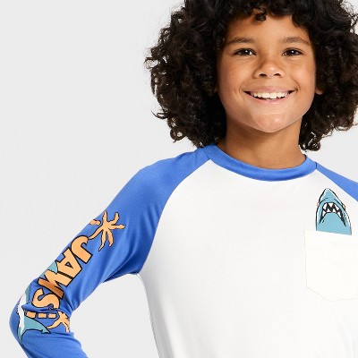 JAWS Boys' Jaws Rash Guard Top - Sky Blue/Ivory M — фото 2