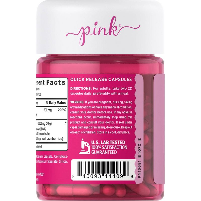 Pink Vitamins Be Well Cranberry Complex with Vitamin C + Hibiscus Veggie Vegan Capsules - 60ct, 5 of 6