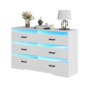 Fredees 7-Drawer Dresser for Bedroom with LED Light, Modern Black Chest with Charging Station for Closet, Living Room, Hallway - 1 of 4