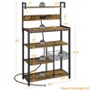 Yaheetech 5-Tier 56" H Baker’s Rack with Wire Basket & Power Outlets, Rustic Brown - 3 of 4