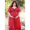 Pinkblush Burgundy Front Tie Ruffle Sleeve Maternity Midi Dress - 4 of 4