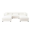 Elegant White Chenille  Sofa with Storage Seat and Ottoman, U-Shaped 3-Seater Cylindrical Backrest and Armrests - 3 of 4