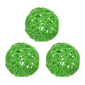Unique Bargains Wicker Rattan Decorative DIY Crafts Balls for DIY Crafts 3.1 Inch 3 Pcs - 1 of 4