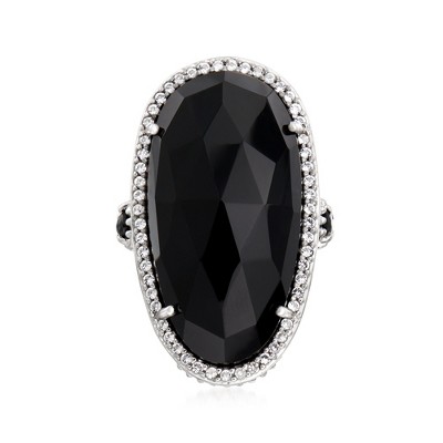 Ross-Simons Black Onyx, 0.40 ct. t.w. Black Spinel and .40 ct. t.w. White Topaz Cocktail Ring in Sterling Silver