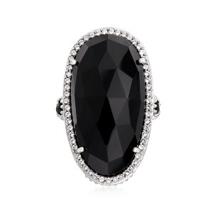 Ross-Simons Black Onyx, 0.40 ct. t.w. Black Spinel and .40 ct. t.w. White Topaz Cocktail Ring in Sterling Silver - 1 of 4