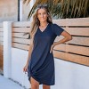 Women's Navy Waffle Knit Short Sleeve Hem Twist Mini Dress - Cupshe - image 2 of 4