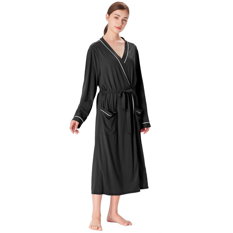 Catalonia Lightweight Womens Robes, Ladies Bathrobe Soft Long, Black, Gray, Pink, Medium, Large, X Large, 1 of 8