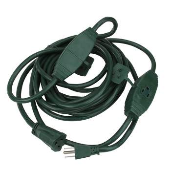 Stanley Tools 25' Stanley 3-Outlet Green Heavy Duty Outdoor Grounded Landscaping Projector Cord