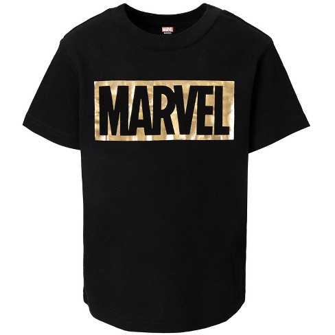 Marvel Avengers Big Boys Graphic T-Shirt Logo Black / Gold 18-20