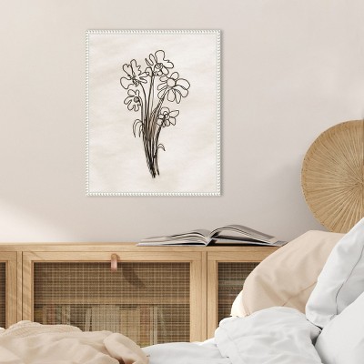 Dan Meneely Native Flowers White Beaded Canvas Wall Art