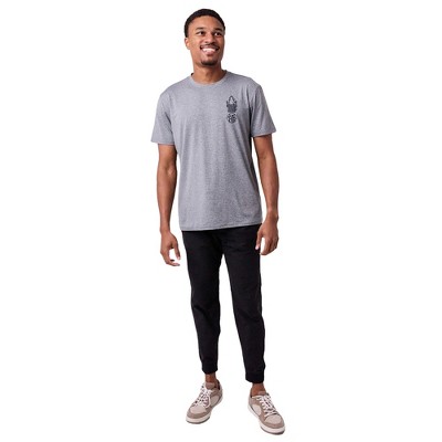 Dragon Ball Super Fiery Silhouette & Kanji Men's Athletic Heather Crew Neck Short Sleeve Performance Tee