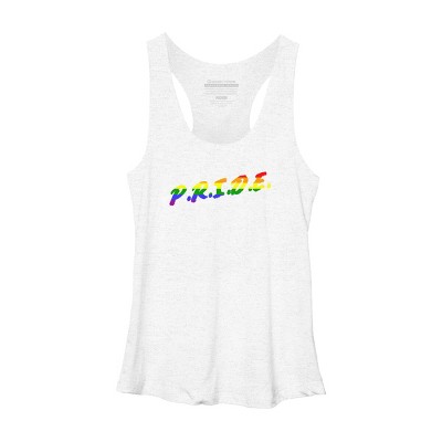 Adult Design By Humans Rainbow Colored Pride Letters By EsskayDesigns Racerback Tank Top