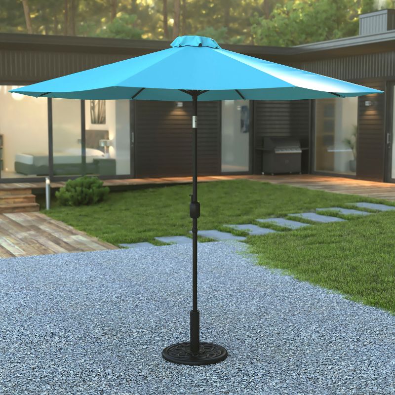 Flash Furniture Kona9 FT Round Umbrella with Crank and Tilt Function and Standing Umbrella Base, 3 of 13