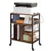 Large Printer Stand With Power Outlets, Mobile Home Printer Table With Lockable & Adjustable Wheels - 3 of 4