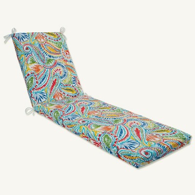 Indoor/Outdoor Ummi Chaise Lounge Cushion - Pillow Perfect: Weather-Resistant with Ties, Paisley Pattern
