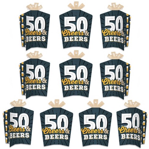 Big Dot of Happiness Cheers and Beers to 50 Years - Table Decorations -  50th Birthday Party Fold and Flare Centerpieces - 10 Count