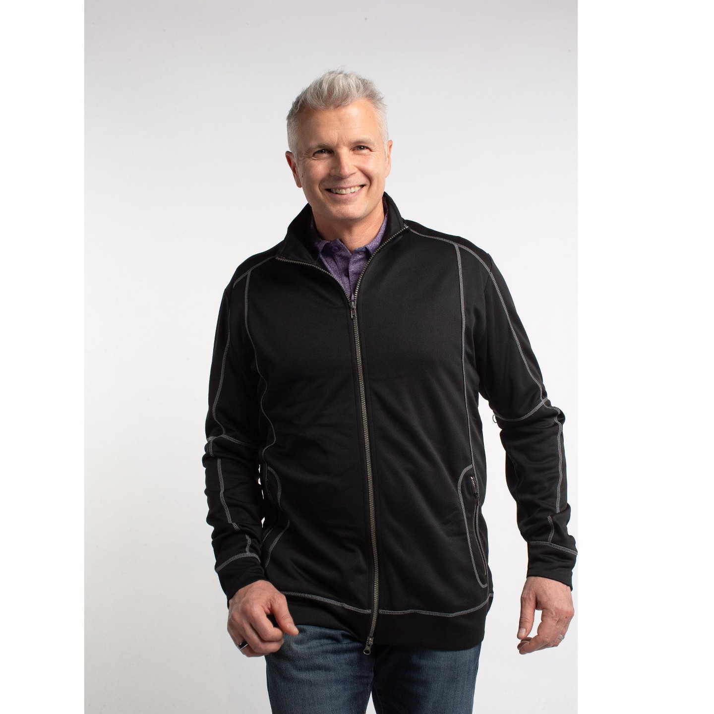 Мужская куртка Clique Helsa Performance Full Zip Knit Jacket - Dark Navy - Large, цвет: Тёмный тёмно-синий — фото 2