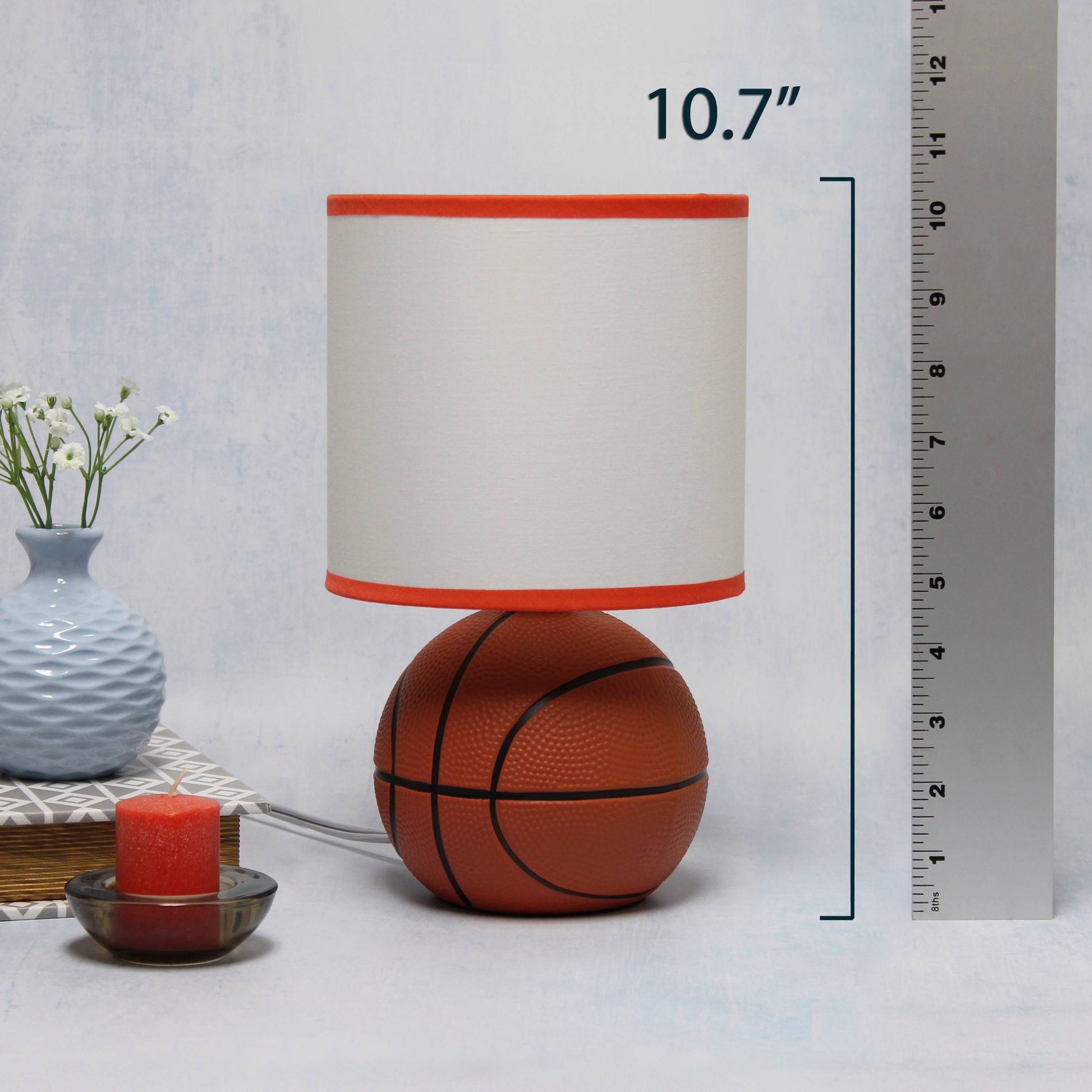 Simple Designs 10.7" SportsLite Mini Basketball Table Lamp Mancave Orange