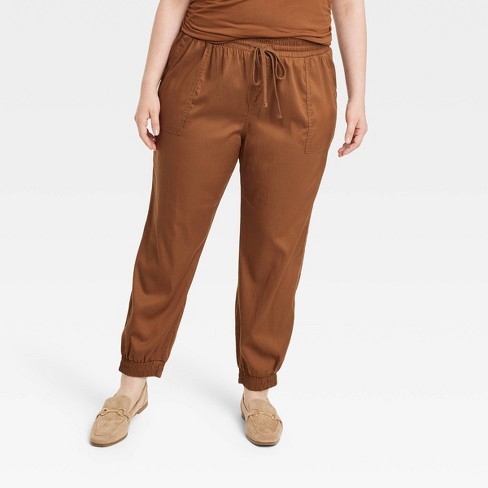 Women's High-rise Woven Ankle Jogger Pants - A New Day™ Brown 3x