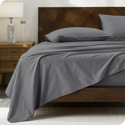 Gray Organic Cotton Percale Twin Sheet Set