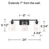 360 Lighting Bellings Modern Wall Light Black Metal Hardwire 24" 3-Light Fixture Clear Glass Cylinder Shade for Bedroom Bathroom Vanity Reading House - 4 of 4