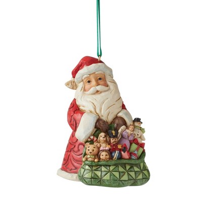 Jim Shore 4.0 Inch Santa With Toybag Worldwide Ev 20Th Anniversary Tree Ornaments