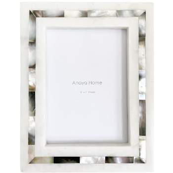Grey Mother of Pearl White Marble Picture Frame, 5x7 - Anaya